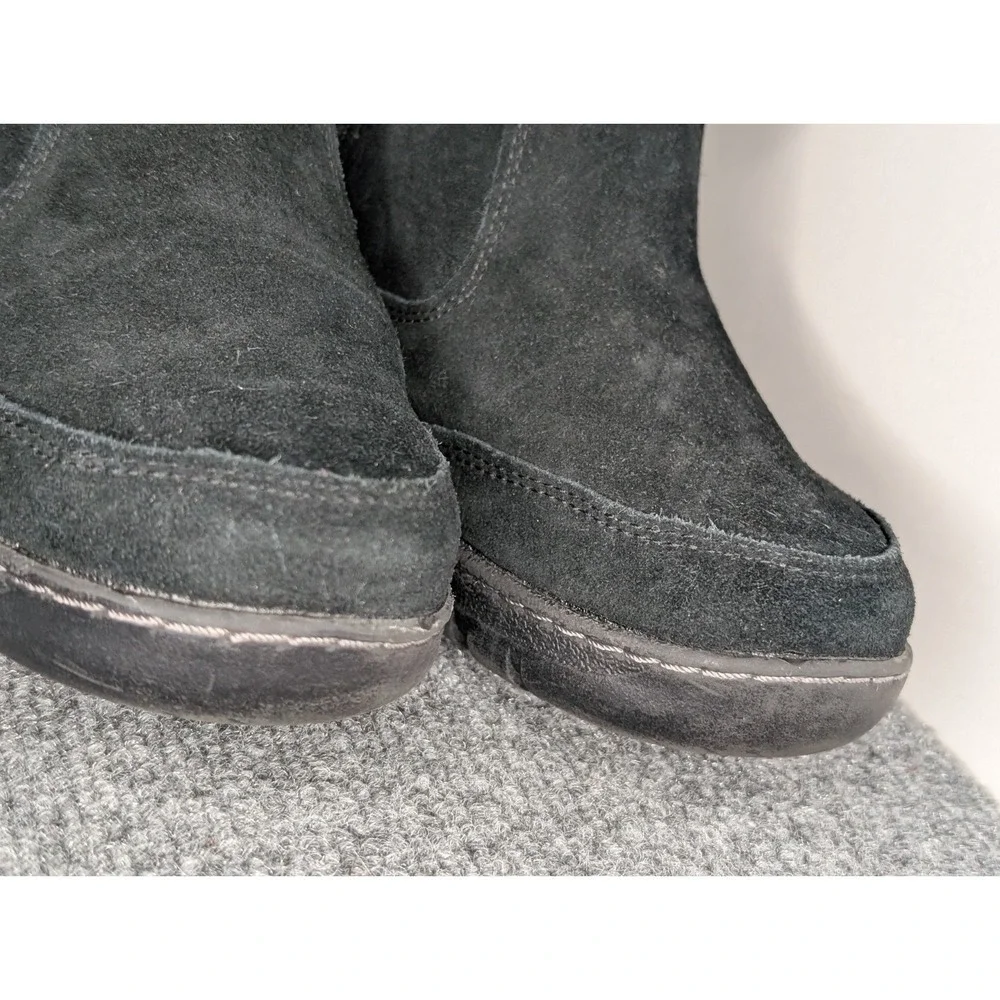 Khombu Iris Black Suede‎ Ankle Boots Womens 10M Faux Fur Lined Winter Zip